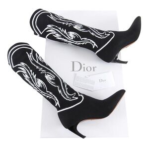 Dior Black and White Heeled Boots